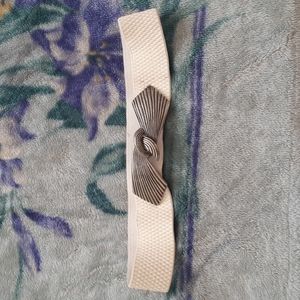 FREE WITH PURCHASE. Local Designer belt, wait 34 inches, white elastic.
